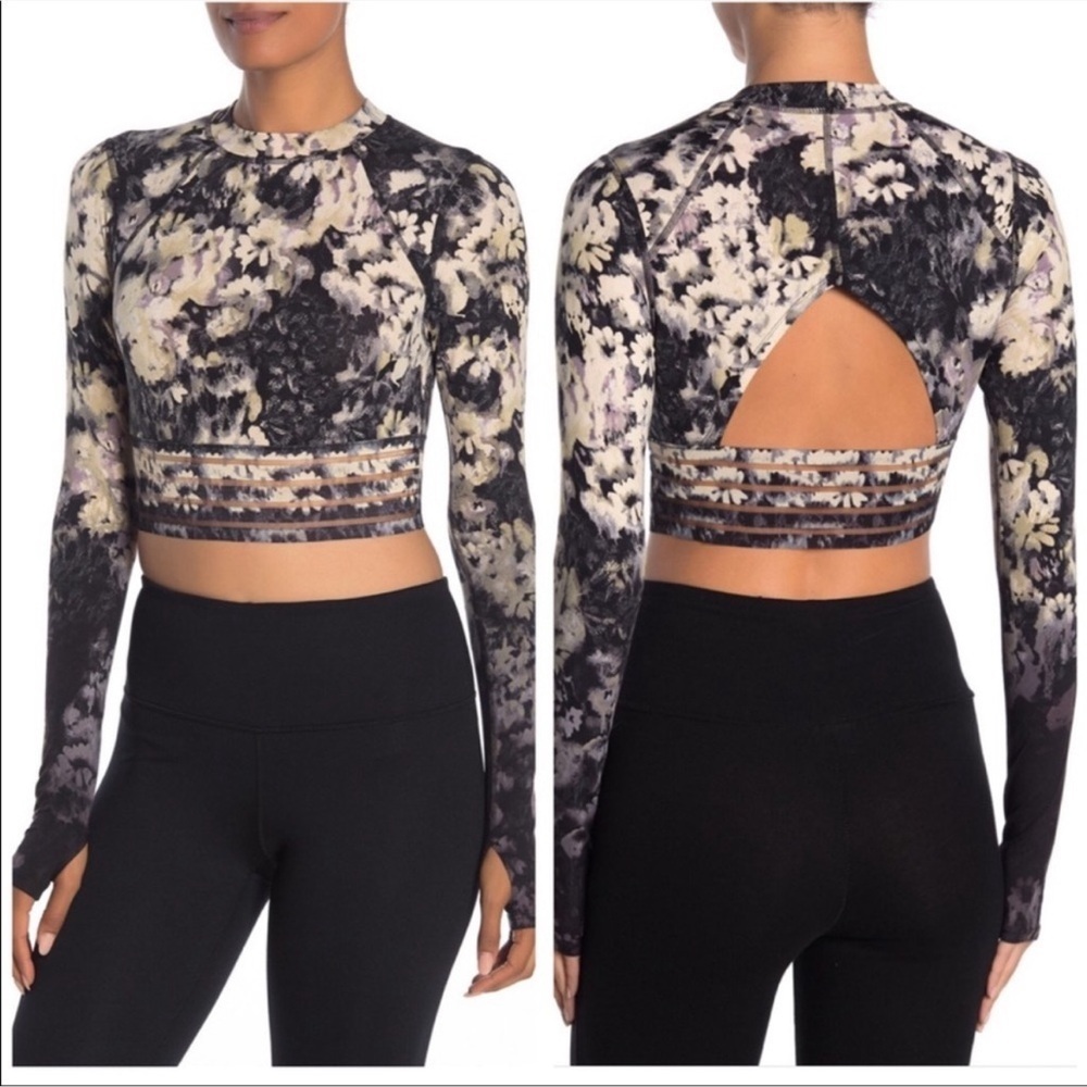 NWT Free People • Dark night Combo Idris Printed Open Back Top Size XSma…